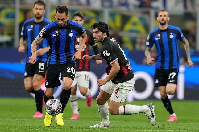 Laga Inter MIlan vs AC Milan di leg kedua Liga Champions 2022/2023 (AP Photo)